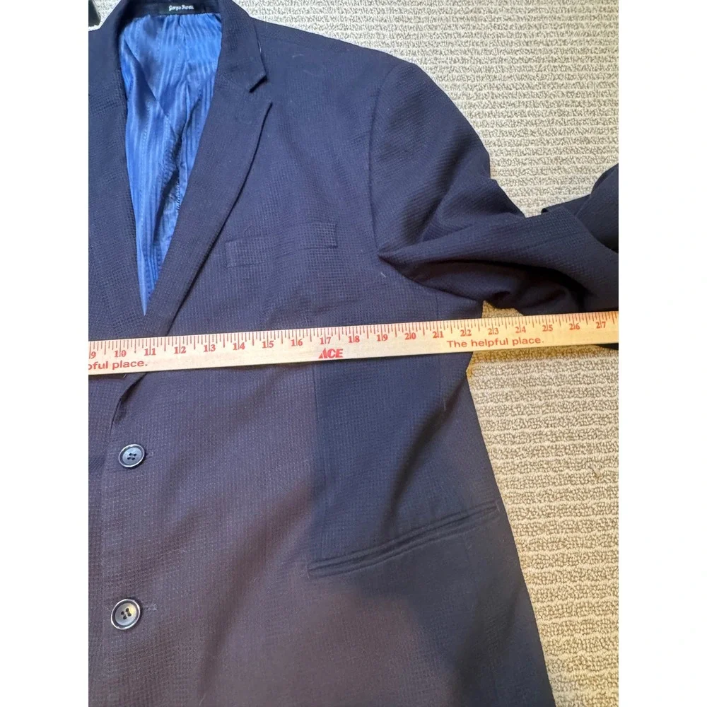 Giorgio‎ Fiorelli Mens Navy Blue Textured Two Button Blazer Jacket Size 50R